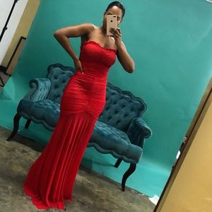 Red Ruched Gown